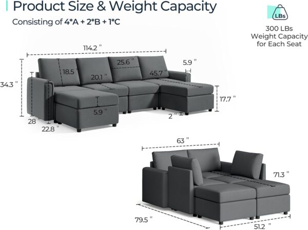 Modular Sectional Sofa Convertible U Shaped Sofa Couch Wholesale made in Malaysia Factories and Manufacturers - Image 2
