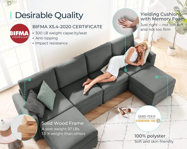 Modular Sectional Sofa Convertible U Shaped Sofa Couch Wholesale made in Malaysia Factories and Manufacturers - Image 4
